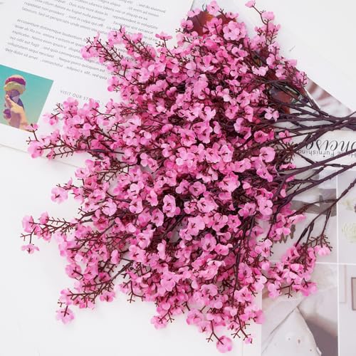 Yastouay Pink Fake Flowers Artificial Flowers, 10 Pcs Real Touch Silk Flowers Faux Flowers for Decorations, Babys Breath Artificial Flowers Bulk for Spring Decor Floral Arrangement - color: Pink, size: 10 Pcs