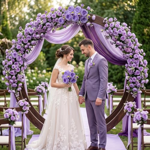 8 Bundles Artificial Peonies Flowers Boho Faux Flowers Arrangements Artificial Centerpiece Spring Bouquet Floral Wedding Decoration for Vase (Purple) - color: Purple