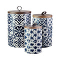 American Atelier Ceramic Canister Set 3-Piece Ceramic Jars in Chic Design With Lids for Cookies, Candy, Coffee, Flour, Sugar, Rice, Pasta, Cereal & More Blue