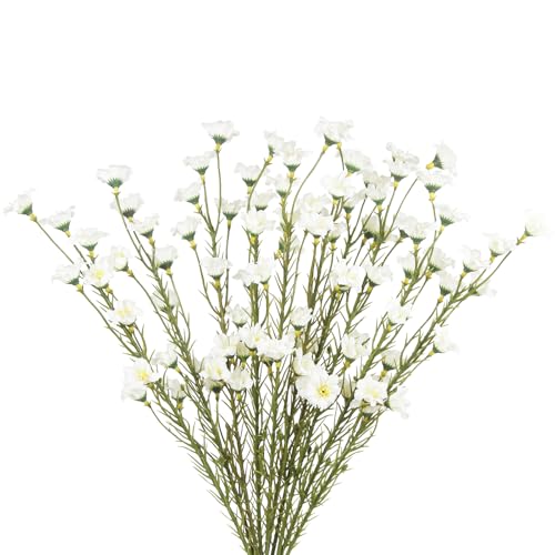 CITYES 10 Pcs Artificial Wildflowers with Stems Bulk Silk Spring Flowers 21 Inch Fake Forsythia Branches White Faux Wildflowers Floral Arrangements for Home Decor Indoor Outdoor Wedding Centerpieces - color: White