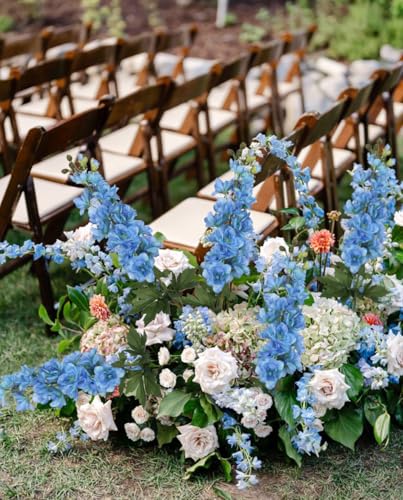 Blue Fake Flowers 5PCS Blue Delphinium Artificial Flowers 30.7" Larkspur Blue Silk Flowers for Wedding Centerpieces Blue Faux Snapdragon Flowers for Home Decor Indoor (Blue) - color: Blue