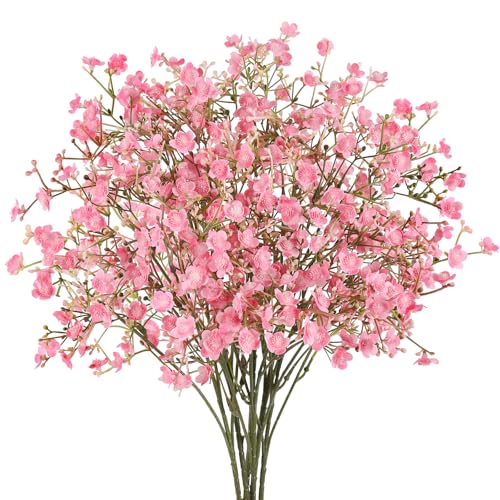 N&T NIETING 6Pcs Babys Breath Artificial Flowers,Real Touch Fake Cherry Blossom Pink Flowers Faux Flowers Bouquets for Vase Home Office Wedding Spring Indoor Outdoor Centerpiece Table Decorations - color: Cherry Blossom Pink, size: 6PCS