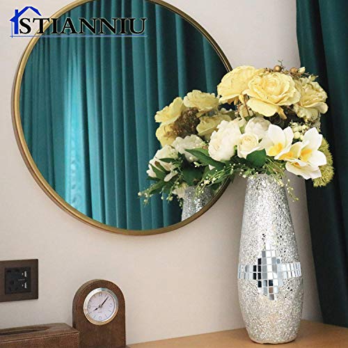 Decorative Shine Vase Stunning Handmade Mosaic Crackle Glass House Decor Table Centerpieces Modern Room Decoration (Silver) | Decorative shine Vase ，Stunning Handmade ，Modern Room Decoration vase