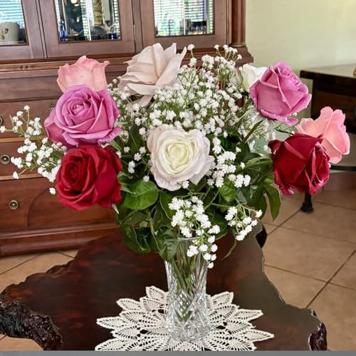 ABAJI Tiny Babys Breath Artificial Flowers Gypsophila Real Touch Flowers for Wedding Party Home Garden Decoration 12 inch in Length Small and Short - color: Light Blue, size: 12 PCS