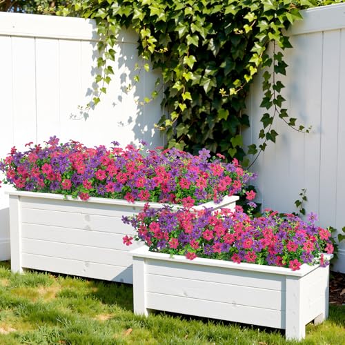 20 Bundles Artificial Flowers for Outdoors, Fake Silk Flowers UV Resistant Faux Realistic Plastic Plants for Spring Summer Porch Patio Garden Planter Window Box Home Decor, Purlple Fuchsia - color: Purlple Fuchsia