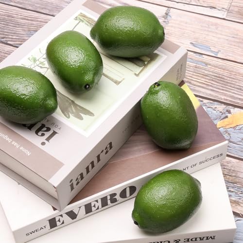 Gresorth 12pcs High-Grade Fake Green Lemon Decoration Realistic Fruits Artificial Lime for Home Party Holiday Adornment - color: Green