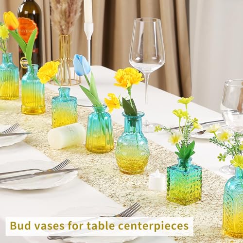Glass Bud Vases in Bulk Set of 30 Pcs,Small Glass Vases for Flowers as Wedding Centerpieces for Tables,Clear Flower Vases Suitble for Wedding Decorations,Home Decor (Yellow Green, 30 pcs) - color: Yellow Green, size: 30 pcs