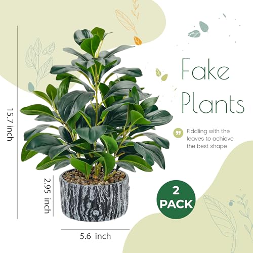 Der Rose 2 Pack Fake Plants Artificial Plants Indoor with Black and White Striped Pots for Room Home Bathroom Bedroom Kitchen Decor - color: 2packs-green