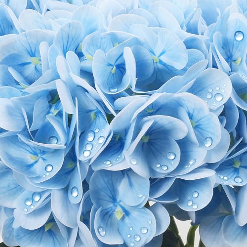 4PCS Blue Hydrangea Artificial Flowers 25" Real Touch Flowers Bouquets, Faux Floral Arrangements for Home Table Centerpieces Party Floral Arrangements - color: Blue