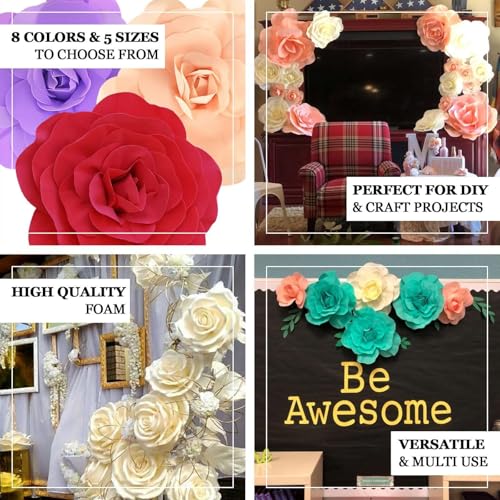 Efavormart Extra Large Foam Roses for Event Wall - 2 Pack 24” Silver Real Feel Artificial Flowers, Metallic Party Decor - color: Silver, size: 24 Inch (2 Pack)