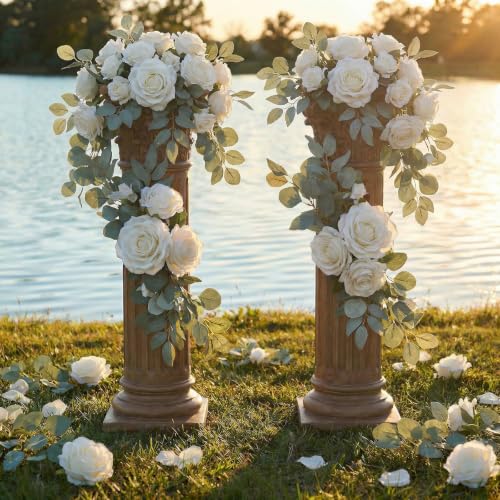 White Artificial Roses Bulk,50PCS 4in Large Fake Roses Faux Giant Flowers - color: White