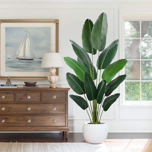 YEPDIN Artificial Bird of Paradise Plant 6 Ft Tall Fake Banana Leaf Plant for Indoors and Outdoors,Faux Palm Tree with Plastic Pot for Office and Home Decor,L180 - style: 6 FT