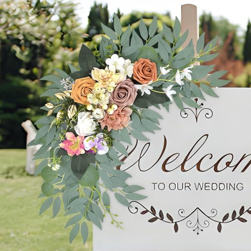 Wedding Arch Flowers Set of 2, Dusty Rose Artificial Flowers Decorations for Bridal Shower, Baby Shower, Rustic Backdrop Decor (Dusty Rose) - color: Dusty Rose