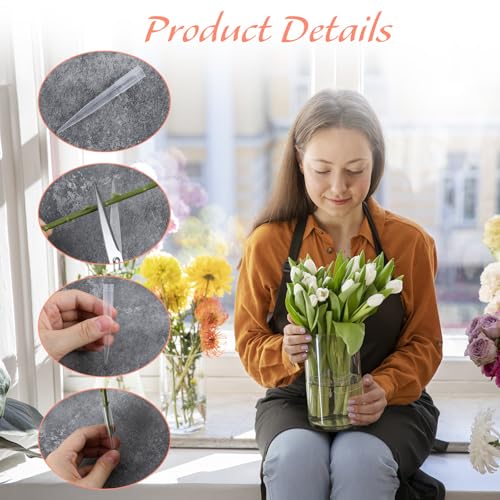 LXUEJIE 60Pcs Flower Stems Holder, Floral Water Tubes, Flower Picks Flowers Arrangements Sleeves Flowers Bouquet Accessories for Plant, Bouquet Accessories, Florist Supplies（A Hole in the Bottom）