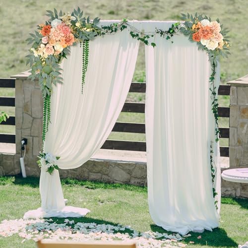 Burnt Orange Artificial Wedding Arch Flowers Set of 2, Fall Wedding Arch Floral Swags for Ceremony, Reception Welcome Sign, Backdrop Decoration - color: Orange