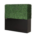 Artificial Boxwood Hedge Wall with Black Steel Planter Box, Outdoor Greenery Fake Faux Grass Panels, Privacy Divider Fence for Patio, 50" Lx48 Hx14 D - size: 50" Lx48" Hx14" D