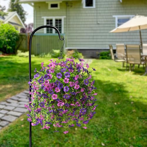 ZFProcess Artificial Hanging Flowers for Outdoors Spring Decoration, 2PCS Silk Fake Daisy Realistic Outdoor Flowers UV Resistant Porch Patio Window Yard Decor(Dark Orchid) - color: Dark Orchid