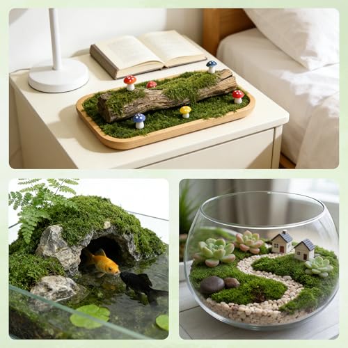 dallisten Fake Green Moss for Plants Indoor, 5.3oz Artificial Moss for Crafts, DIY Fairy Garden Décor, Table Centerpieces, Wedding Floral Arrangements, Model Making & Indoor Outdoor Home Decoration - color: Dark Green