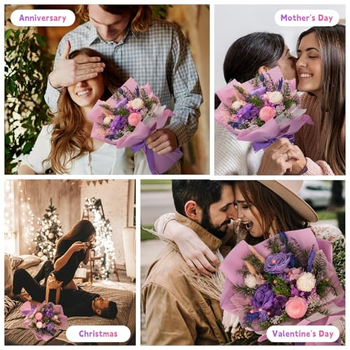 Forever Flower Gifts for Her: Romantic Flowers for Graduation-Daughter Girlfriend Wife Mom Grandma-Preserved Rose Bouquets-Flowers for Delivery Prime on Birthday Anniversary Valentines (Lilac) - color: Lilac