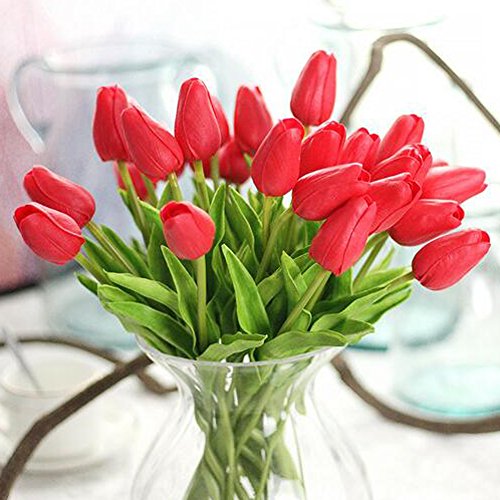 30 pcs Real-Touch Artificial Tulip Flowers Home Wedding Party Decor - color: Red