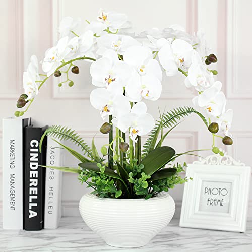 Tinsow Artificial Green Phalaenopsis Simulation Moth Orchid Leaf Real Latex Touch Green Plant for Flowers Garden Bonsai Decor (5, 9.5"/5 Leaves)