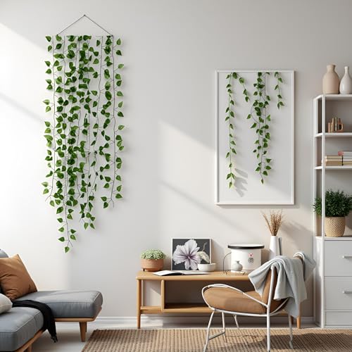 180 Feet 24 Pack Fake Greenery Hanging Garland, Artificial Ivy Leaf Plants, Vine Leaves, Flowers Foliage for Bedroom Garden Wall Decor