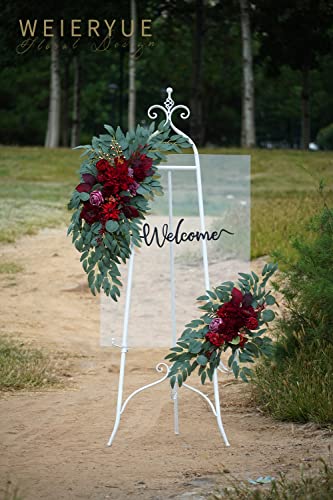 Artificial Wedding Arch Flowers Kit(Pack of 2) for Wedding Arch, Bridal Shower, Ceremony and Reception Backdrop Decoration (Burgundy) - color: Burgundy