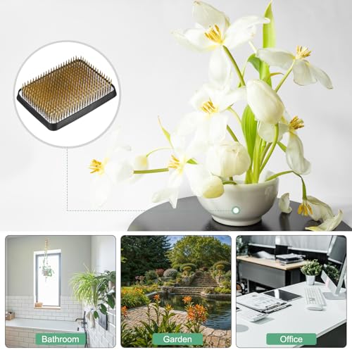 M METERXITY Flower Frog 3.78" x 2.76" Rectangle Copper Floral Arranger Pins Ikebana Holder W Rubber Base for Flower Arrangements/Craft Plant/Home Decor, Floral Kenzan Fixed Tool [1.1cm Pins] - size: 3.78" x 2.76"