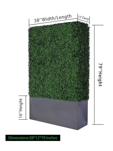 Artificial Hedge Wall (38" Width* 12" Deep* 79" Height) with Dark Gray Stainless Steel Planter Box (79.00) - size: 38"W*12"D*79"H