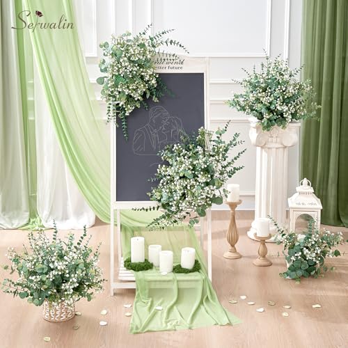 Serwalin 200 Pcs Mixed Artificial Eucalyptus Stems，Babys Breath Artificial Flowers Bulk with Artificial Fake Greenery Stems for Wedding DIY Bouquets Floral Arrangement Home Decor - size: 200pcs