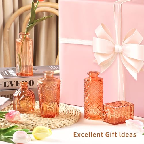 Valentine's Day Glass Bud Vases,Versatile Small Bud vases for Home and Wedding Decor, Exquisite Bridal Shower Table Centerpieces,Aromatherapy Bottles,Candle Holder, Gifts Idea(Pack of 30,Amber) - color: Amber, size: 30 pcs