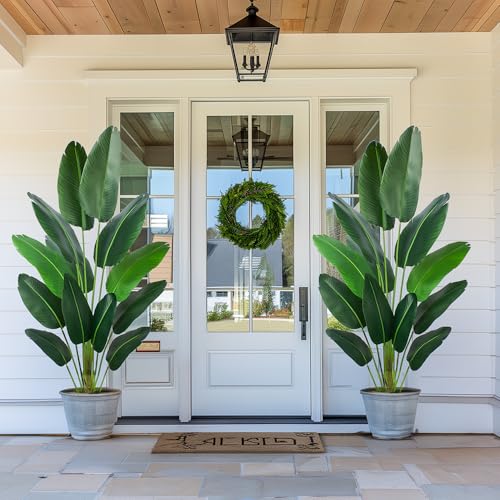 YEPDIN Artificial Bird of Paradise Plant 6 Ft Tall Fake Banana Leaf Plant for Indoors and Outdoors,Faux Palm Tree with Plastic Pot for Office and Home Decor,L180 - style: 6 FT