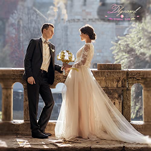 Handmade Wedding Flowers Bridal Bouquets Crystal Bride Holding Bouquet White Ivory Satin Roses with Diamond Pearl Ribbon.(Gold) - color: Lightgold