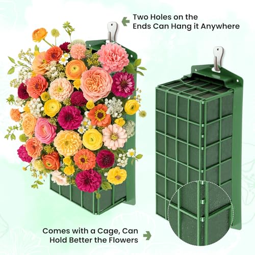 Giantree 6 Packs Floral Foam Cage, Flower Holder with Floral Foam Blocks, Rectangle and Square Flower Cage Holders Flowers Arrangements Supplies for Fresh Flowers, Wedding Home Garden Decorations
