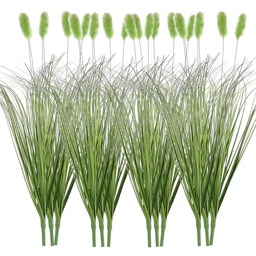 FOIMAS 12pcs Artificial Grass Plants,17.7" Faux Shrubs Wheat Grass Greenery Stems Dog Tail for Indoor Outdoor Home Decor - size: 17.7