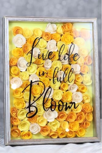 Mverse Yellow Roses Artificial Flowers, Rolled Paper Flowers Decorations for Floral Letters, Shadow Box Frame, Graduation Cap, Room Decor (18 Pieces, Light Yellow) - color: 10- Light Yellow