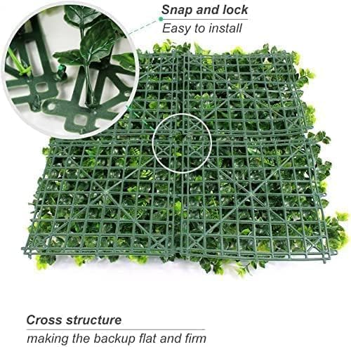 KAMEIOU 16 x 24 Inch Artificial Green Plant Wall Panel with Grass Flower Boxwood Hedge Wall Outdoor Artificial Privacy Fence Screen Fake Flower Grass Fence Panels Wall Decor for Outdoor Indoor（2 Pcs）