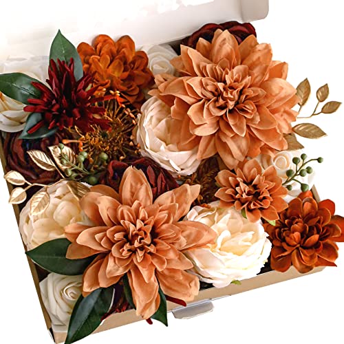 Lookein Artificial Flowers for DIY Wedding Decoration Bridal Bouquet Table Centerpieces Flower Garland Arch Flower Decoration Home Decor, Rustic Terracotta - color: Rustic Terracotta