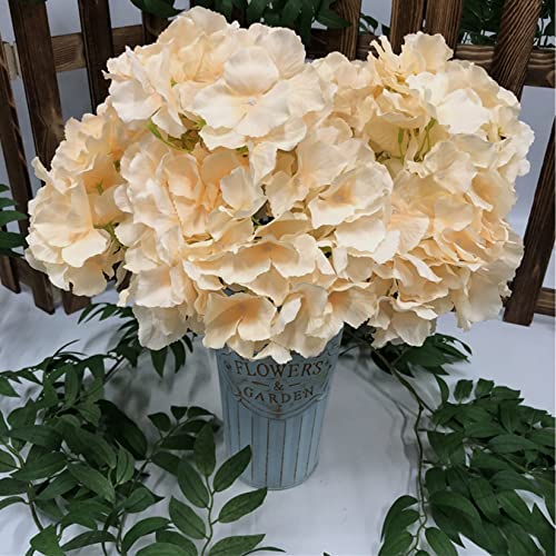 FagusHome Silk Hydrangea Heads 36 Pcs Artificial Flowers Heads and 3 Dozens Stems Fake Hydrangea Flowers with Stems for Home Wedding Decor (Light Yellow) - color: Light Yellow