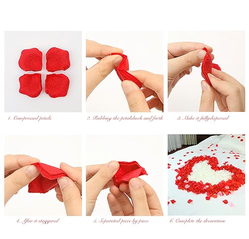 Pyrrhiax 1000Pieces Rose Petals, Artificial Flower Petals Fake Rose Petals for Romantic Night,Wedding,Proposal Anniversary Flower Decorations (Big Red Dot Black) - color: Big Red Dot Black, size: 1000pcs