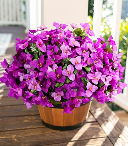 Ivydale Spring Artificial Flowers for Outdoors, 4 Bundles Fake Bougainvillea UV Resistant Faux Silk Flowers Realistic Outdoor Plants for Planter Patio Porch Window Garden Home Decor, Mixed Fuchsia - color: Mixed Fuchsia
