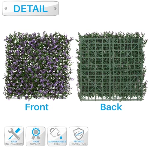 Patio Paradise 20"x20" (6PC) Artificial Grass Wall Panels Greenery Backdrop Faux Boxwood Hedge Fake Ivy Privacy Screen for Outdoor Wedding Décor Photography Background, Lavender Buxus - color: Lavender Buxus, size: 20"x20"
