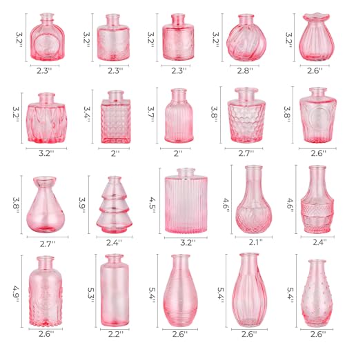 BEAHOT Bud Vase in Bulk - Flower Vases for Wedding Decorations, Glass Vase for Table Decorations, Small Vase for Home, Mother's Day, Centerpieces, Party, Office (32pack,Pink) - color: Pink