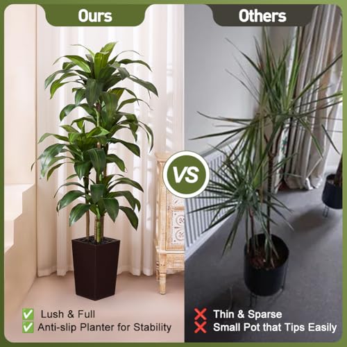VeriNatural 6FT Artificial Dracaena Tree - UV Resistant Faux Tropical Plant, Potted Fake Tree with Taper Planter & Pebbles - Indoor Outdoor Greenery for Home, Porch, Living Room, Bedroom Decor, VN127 - color: Espresso Brown, size: 6ft