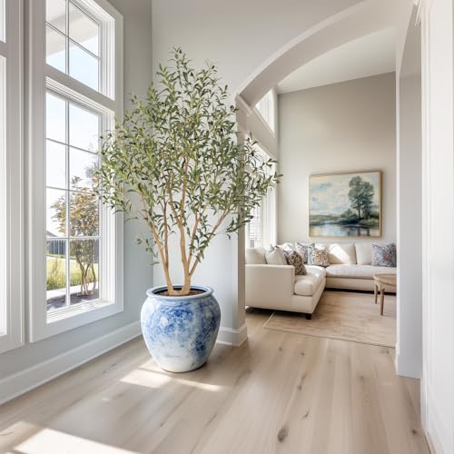 Nafresh Majestic Faux Olive Tree 6ft – Artificial Olive Tree Indoor & Outdoor with Lifelike Leaves & Textured Branches for Living Room, Office, Entryway,Patio - size: 6ft