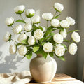 Dremisland 6 Pcs Faux Peonies Artificial Flowers 27" Faux Peony Stems Flowers White Peonies Branch for Vase Filler DIY Bouquet Centerpiece Floral Arrangements Home Wedding Bridal Showers Decor - size: 6PCS