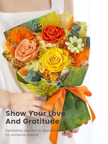 Polylove Flowers for Delivery Prime Forever Flowers Bouquet Preserved Roses Bouquet Flower Gift for Women Wife Mother Day Graduation Birthday (Yellow, Small) - color: Yellow, size: Small