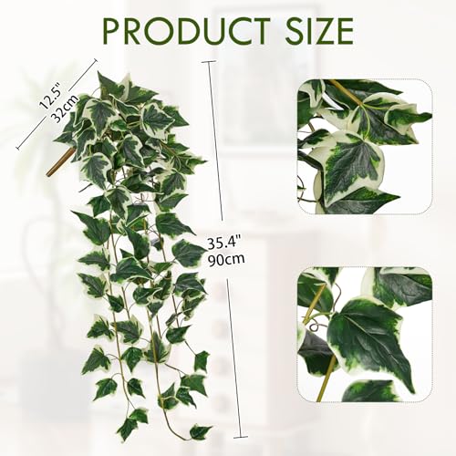 24" Artificial Hanging Plant Ivy Vine Green Plants Decorative Artificial Plants Fake Hanging Plants for Window Wall Decorations - color: Ivy, size: 42-inch