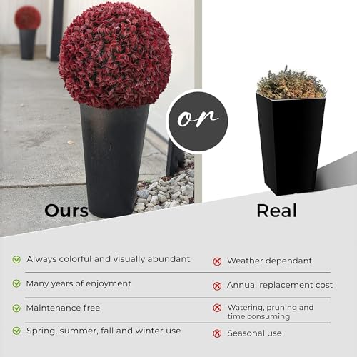 365 Curb Appeal 23" XL Topiary Balls (Better Than a Burgundy Boxwood, 1 Topiary Ball (2 Halves)) - color: Burgundy, size: 1 topiary ball (2 halves)