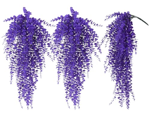 RECUTMS Artificial Hanging Plants Fake Plants Greenery Vines Aritificial Plants Eucalyptus Purple Leaves Hanging Vines Plant Colorful Outdoor Faux Vines Wall Decoration(Pure Purple) - color: Pure Purple, size: Hanging Plants
